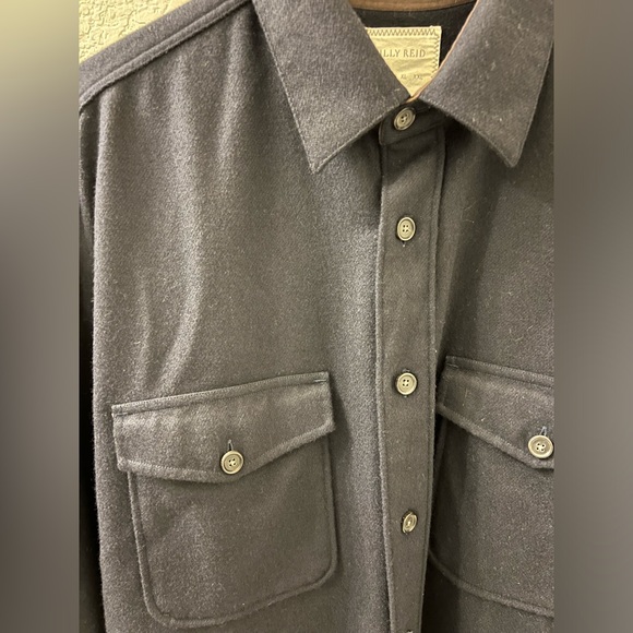 Billy Reid Wool Overshirt in Navy - Picture 4 of 5
